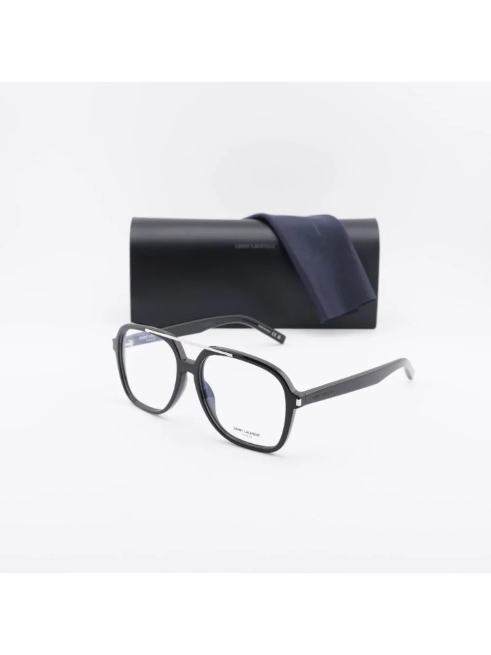 Saint Laurent SL545 OPT 001 Eyeglasses Shiny Black 58mm Square Frame